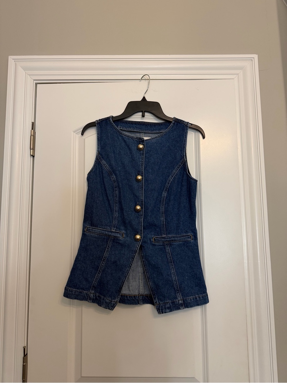 Reformation Ophelia Denim Top - Picture 2 of 4